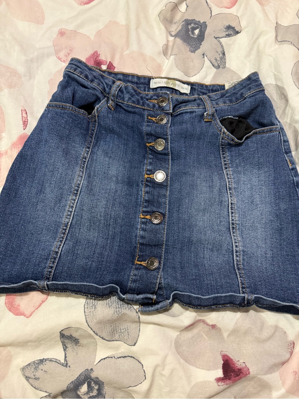 Blue Denim Button-Front Skirt